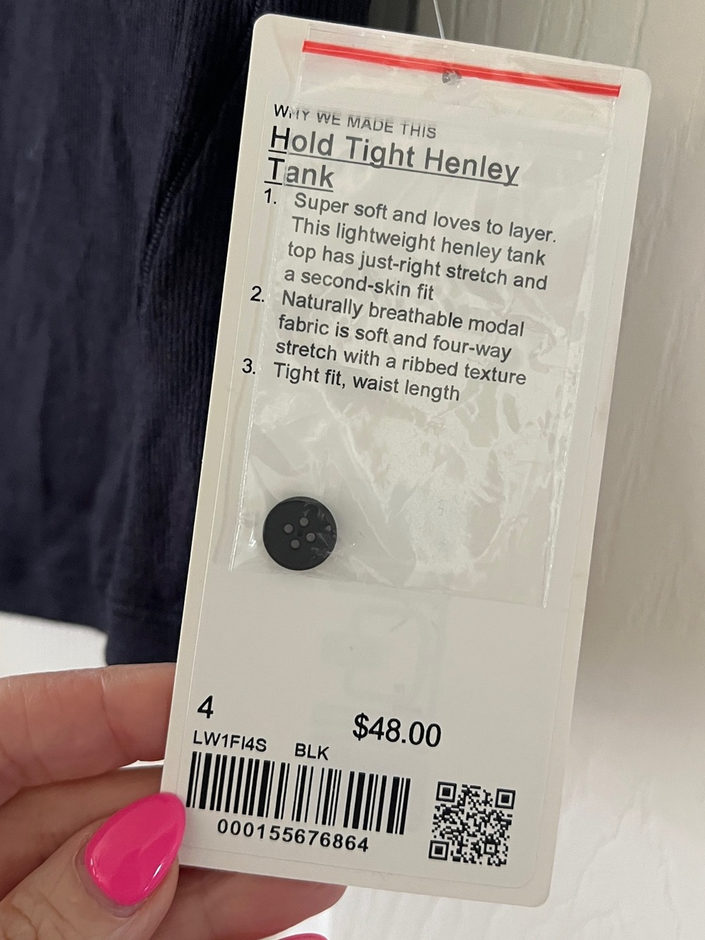 Lululemon Hold Tight Black Henley Tank Top - Picture 4 of 4